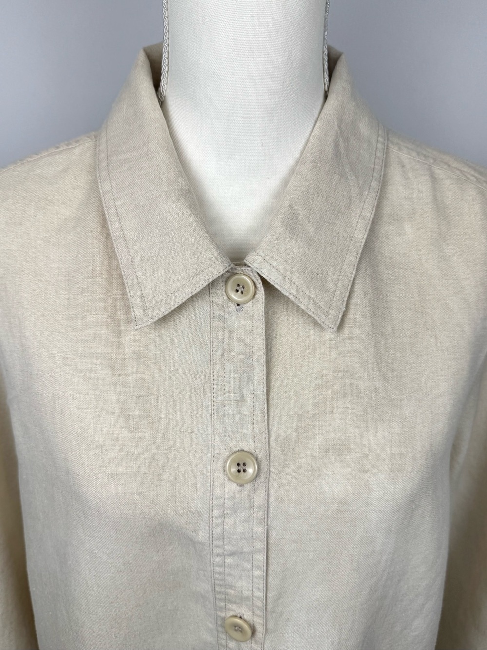 Vintage Pendleton Women’s Beige Linen Button Up Shirt Jacket Shacket Pockets LG - Picture 2 of 11